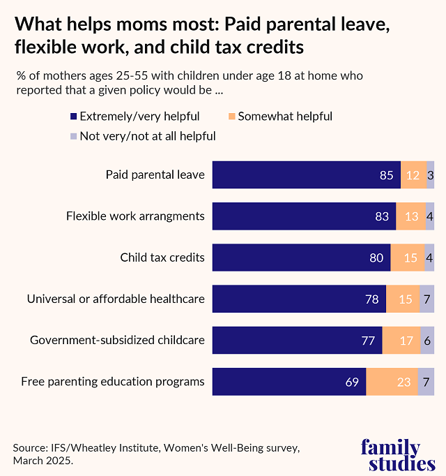 Bar chart showing what policies mothers say would help most